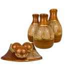 Conjunto Decorativo de Vasos + Fruteira em Cerâmica Artesanal com Esferas Pintadas à Mão – 7 Peças Exclusivas – Luara Decor