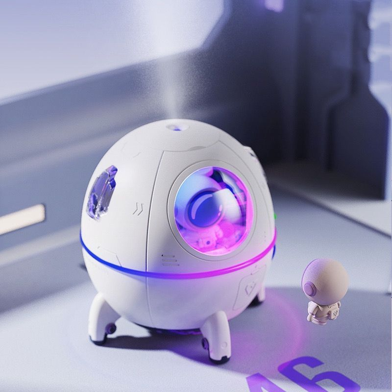 Umidificador de Ar Astronauta 220ml Luz LED Colorida Pulverizador De Névoa USB