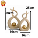 Par de Esculturas de Louças Abstratas Decoração para casa – Esfera Dourada Bege Luxo