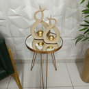 Par de Esculturas de Louças Abstratas Decoração para casa – Esfera Dourada Bege Luxo