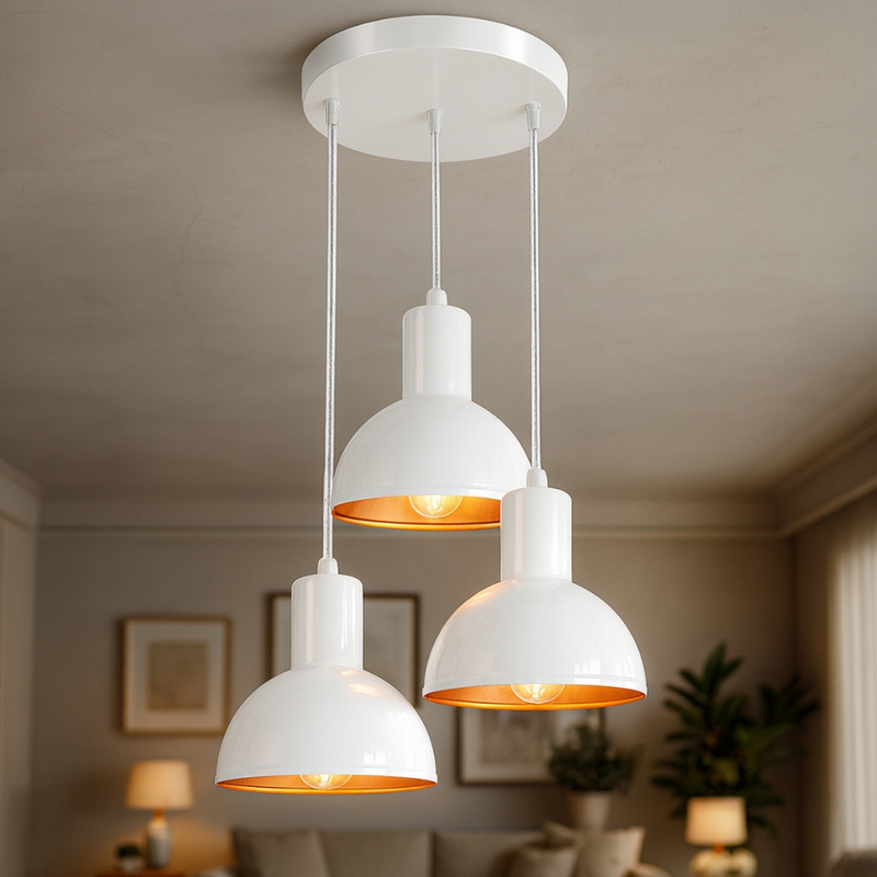 Lustre Pendente Luminária Joana tripla Quarto Sala Cozinha