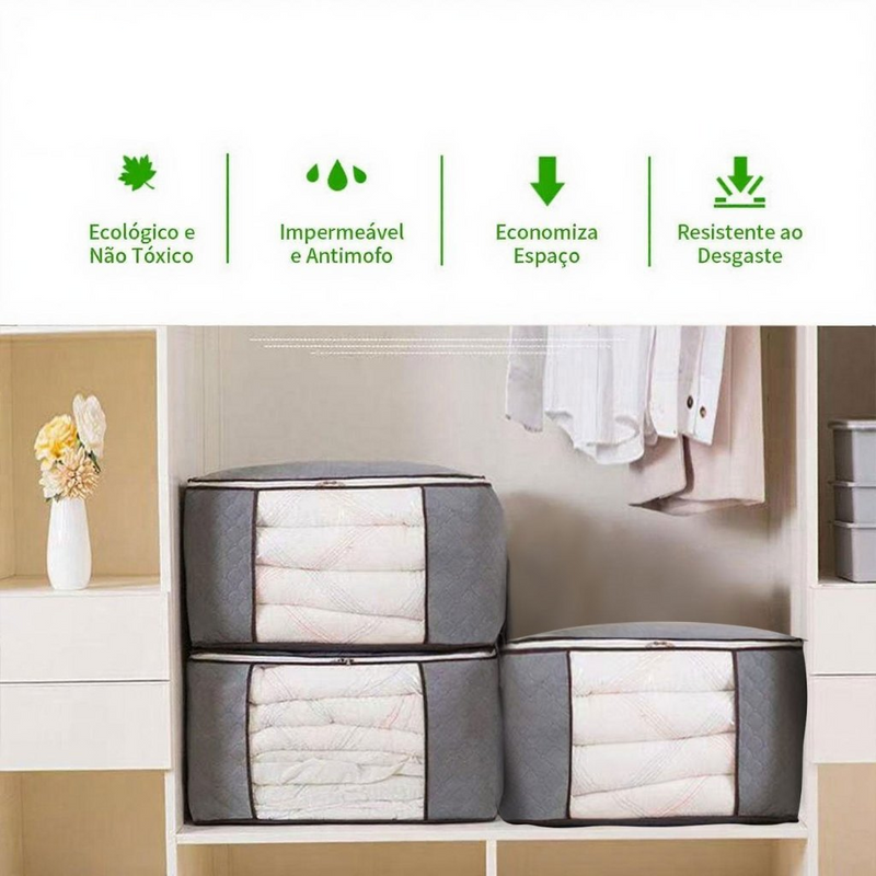 Caixa Saco Organizador Cobertor Casaco Guarda Roupa Ecológico Anti-Poeira Umidade Insetos Multiuso