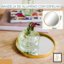 Bandeja Espelho Redondo Triangulo Dourada