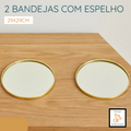 Bandeja Espelhada Dourada – Formato Redondo ou Triângulo, Metal + Vidro Premium | Decorativa para Sala, Banheiro e Aparadores – Luara Decor