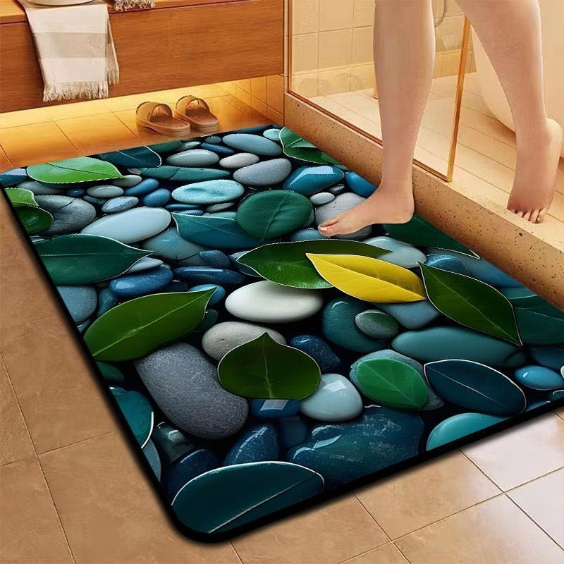 Tapete 5D Pedra – Secagem Rápida, Microfibra Premium, Antiderrapante para Banheiro e Porta de Entrada – Luara Decor