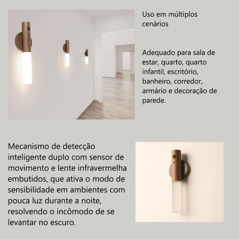 Luz branca quente com sensor de movimento magnético removível